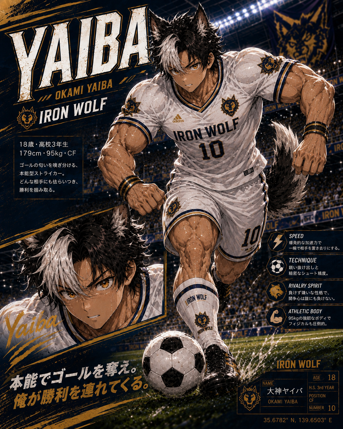 IRON WOLF 背番号10 ヤイバのサッカーアクション
